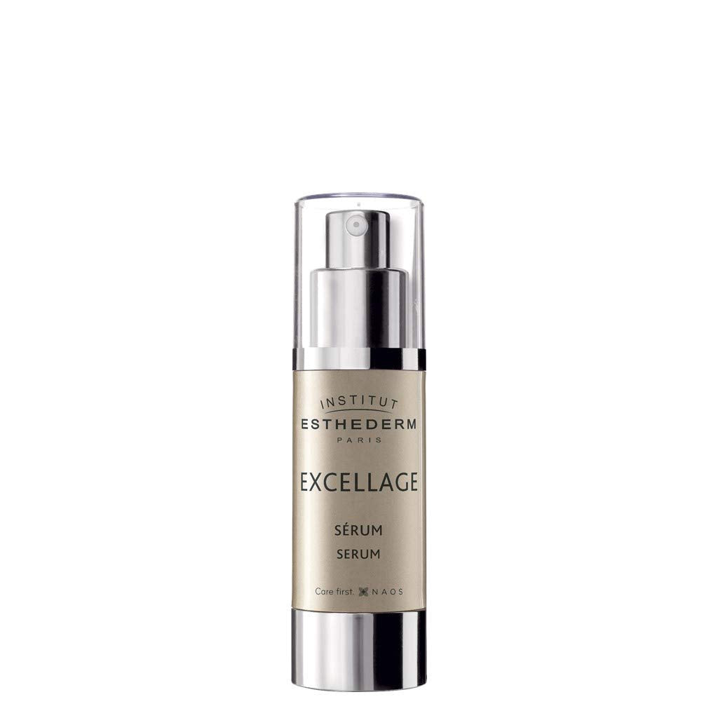 Face serum Institut Esthederm Excellage in beige-gold bottle with silver pump on Tampa Home & Garden Store