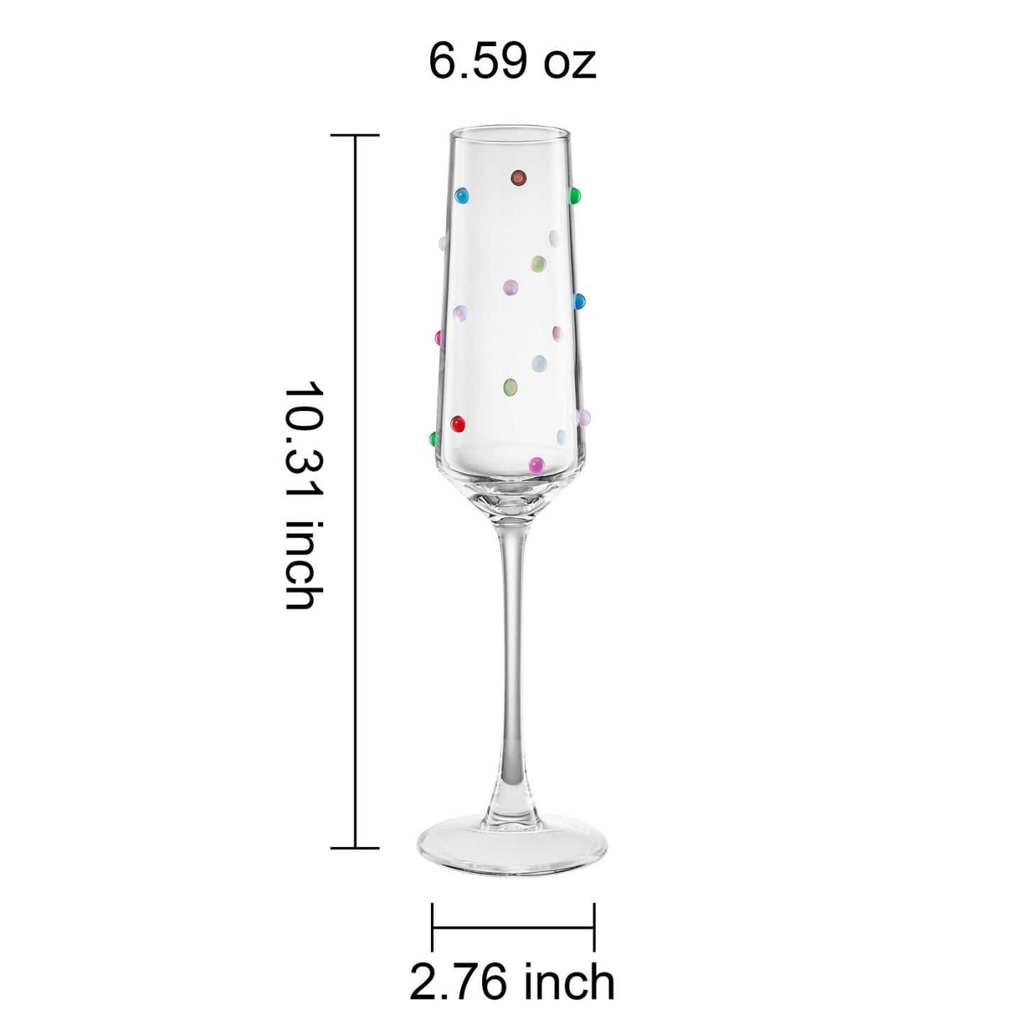 Clear Confetti Champagne Flutes and Wine Glasses
