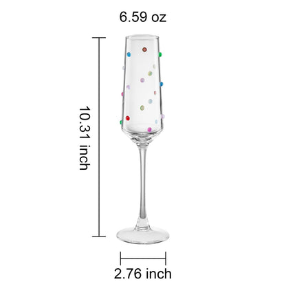 Clear Confetti Champagne Flutes and Wine Glasses