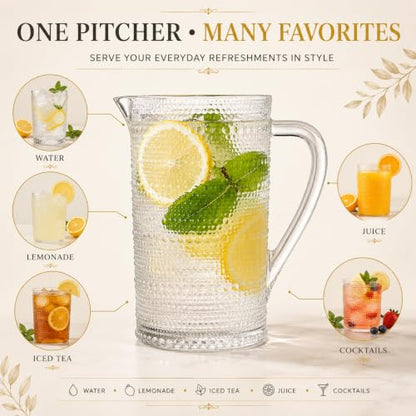 Bombay Hobnail Glass Pitcher for Juice and Water