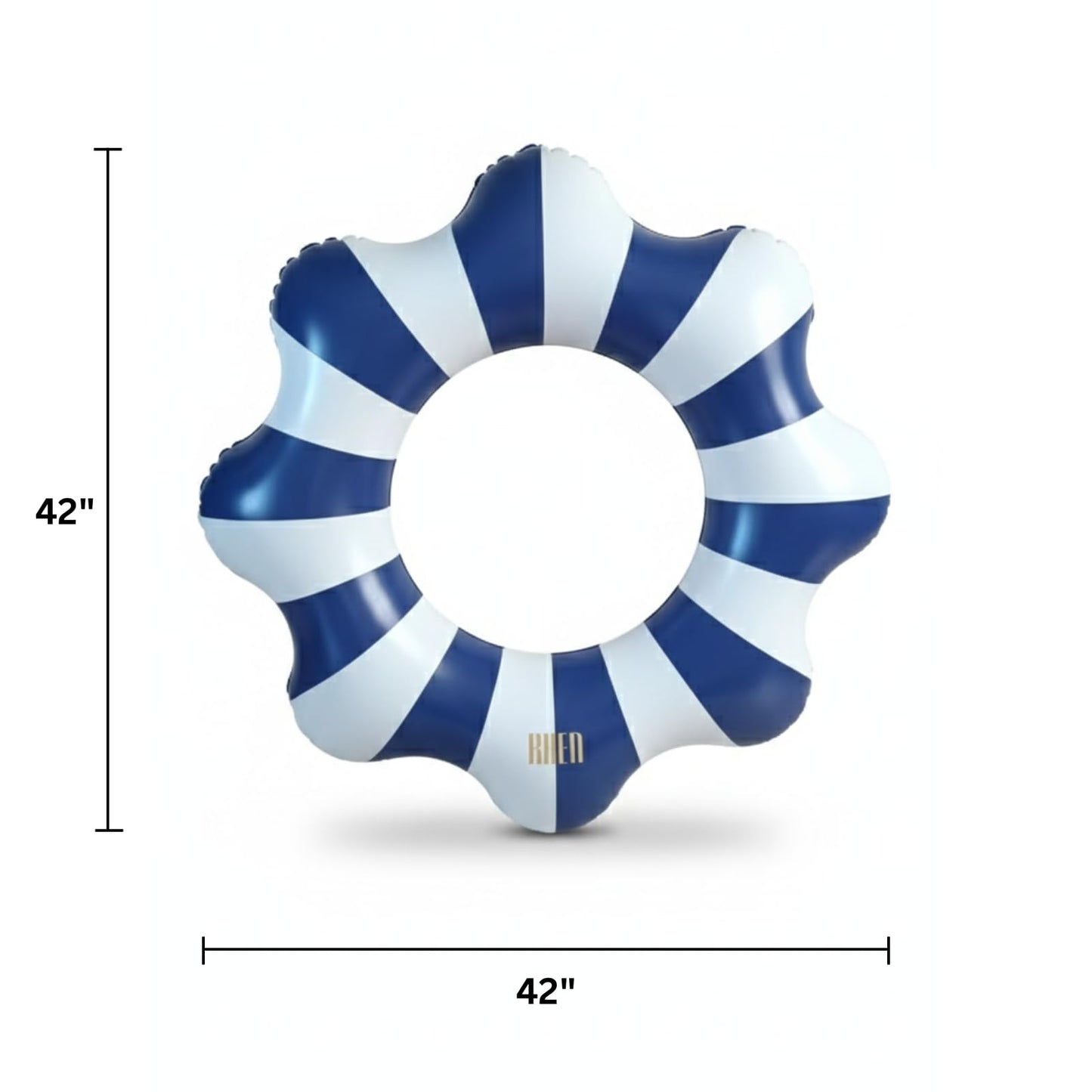 Modern blue and white scalloped pool float ring