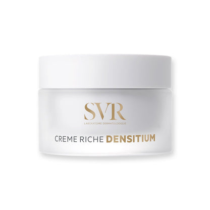 SVR Creme Riche DENSITIUM face cream jar on white background with gold logo on Tampa Home & Garden Store