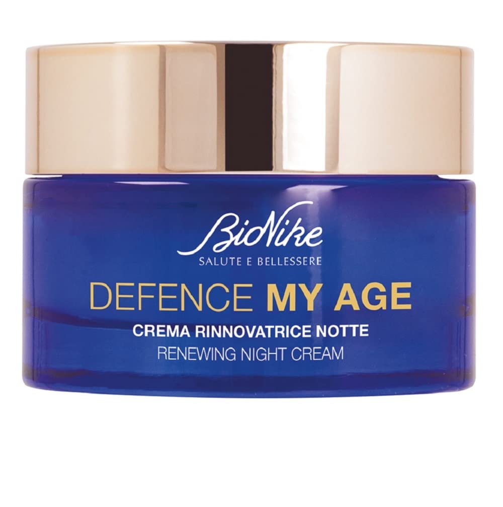 Face cream BioNike Defence My Age Night Cream blue jar with rose-gold lid on Tampa Home & Garden Store