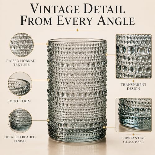 Tonal Hobnail Highball Glassware Set of 6