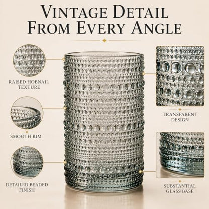 Tonal Hobnail Highball Glassware Set of 6