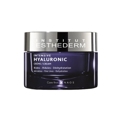 Esthederm Intensive Hyaluronic Cream face cream in a purple glass jar with a silver lid on Tampa Home & Garden Store