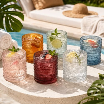 Vintage Beaded Hobnail Tumbler Glasses Set of Six