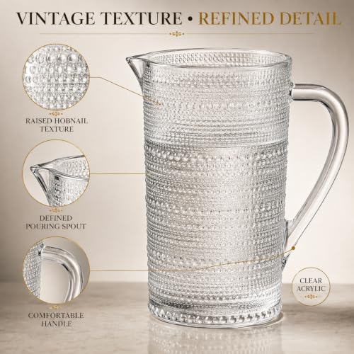 Bombay Hobnail Glass Pitcher for Juice and Water