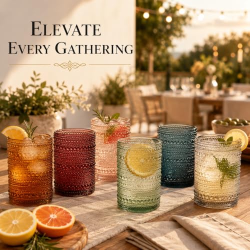 Tonal Hobnail Highball Glassware Set of 6