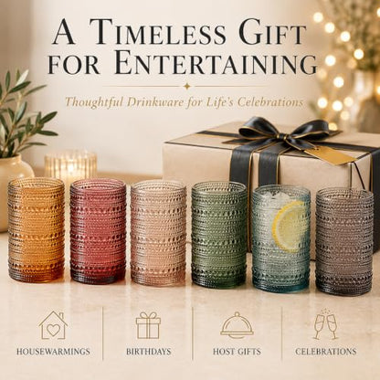 Tonal Hobnail Highball Glassware Set of 6