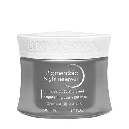 Bioderma Pigmentbio Night renewer face cream in a gray jar with white embossed cap, 50 ml on Tampa Home & Garden Store