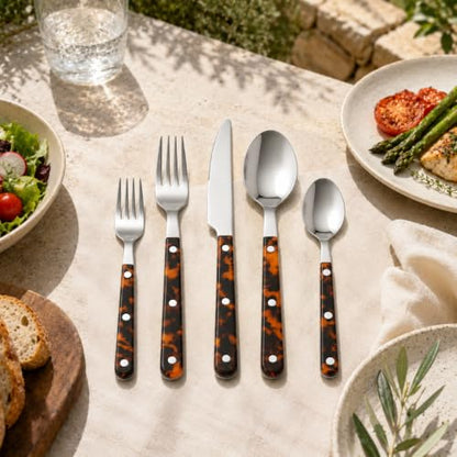 20 Piece Stainless Steel Flatware and Tortoise