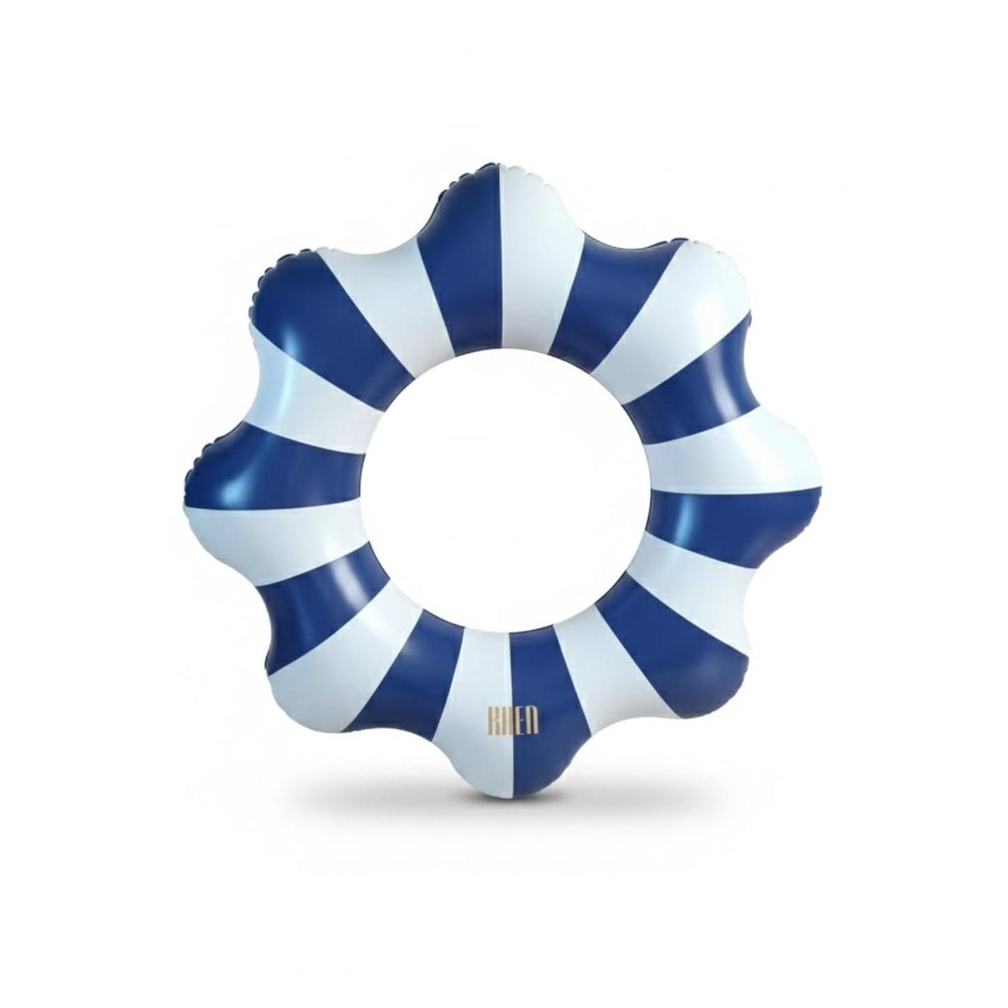 Modern blue and white scalloped pool float ring