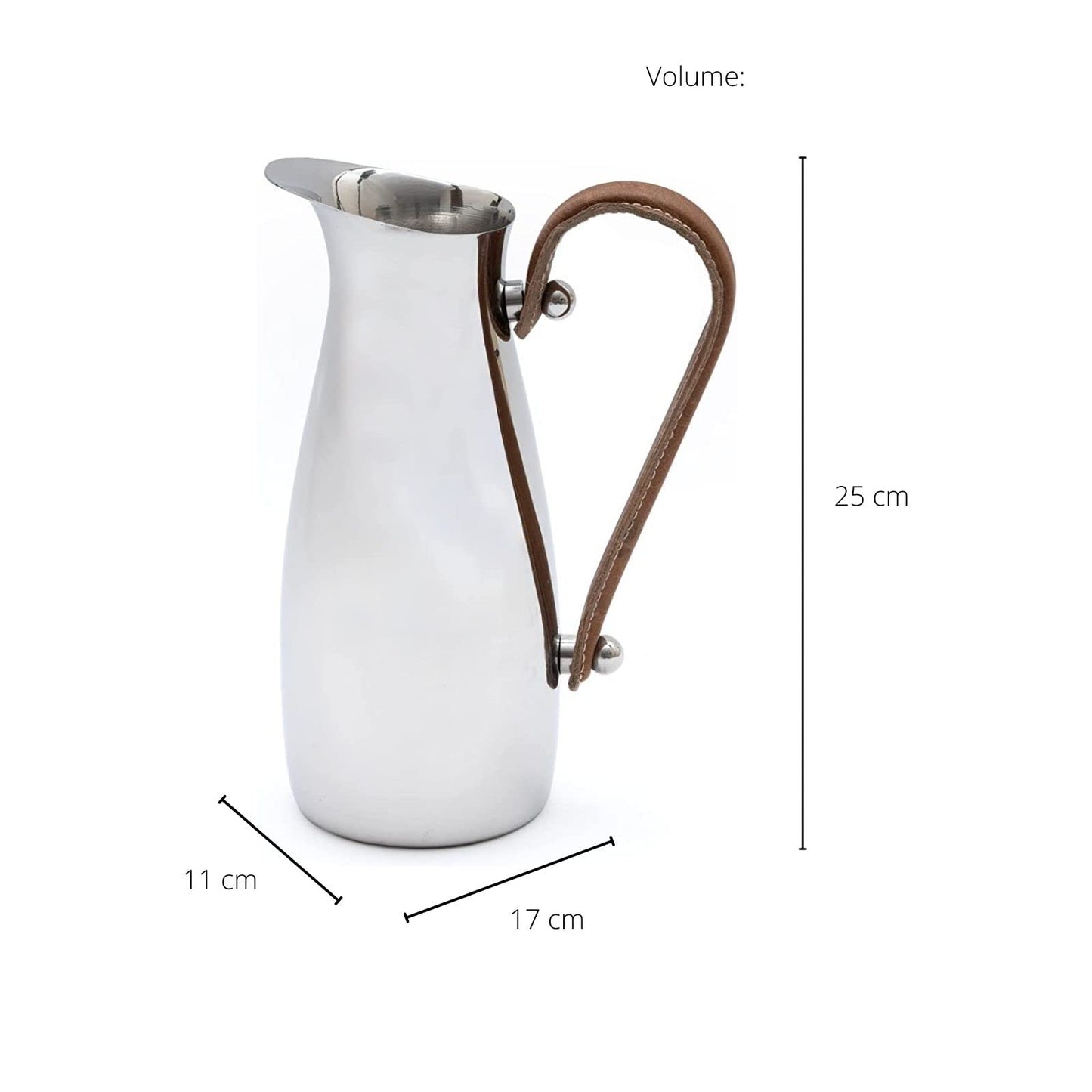 Stainless Steel Water Pitcher and Leather Handle