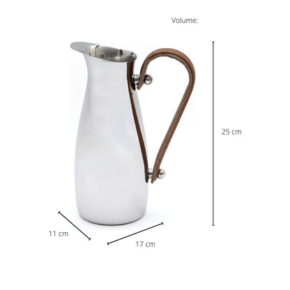 Stainless Steel Water Pitcher and Leather Handle