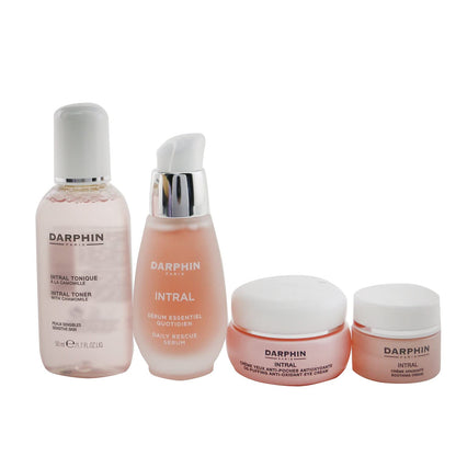 Darphin Intral skincare set 4-piece kit with pink-toned bottles and jars for sensitive skin on Tampa Home & Garden Store