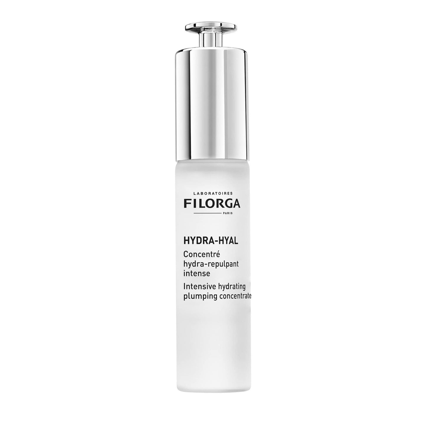 Face serum Filorga Hydra-Hyal bottle with silver cap and white label showing Filorga logo on Tampa Home & Garden Store