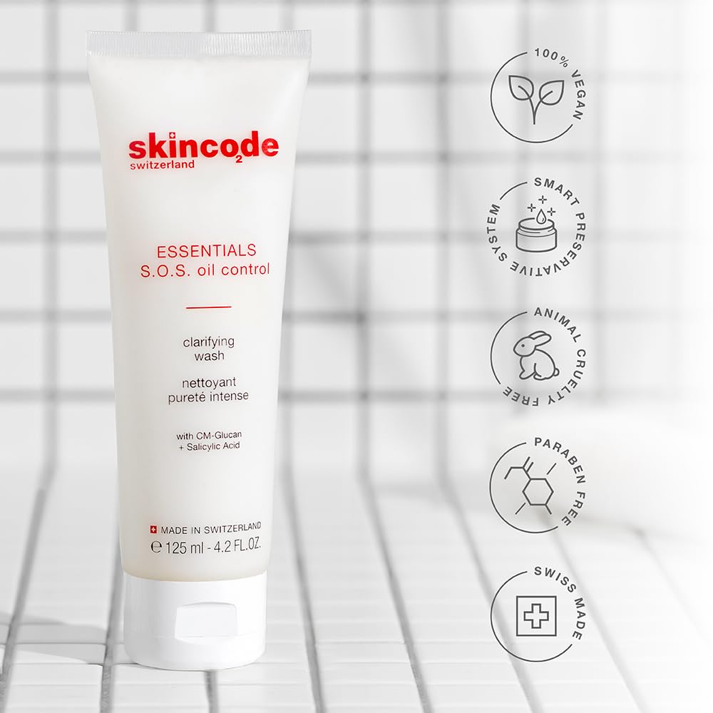 Skincode Essentials S.O.S. oil control clarifying wash cleanser, 125 ml with salicylic acid on Tampa Home & Garden Store
