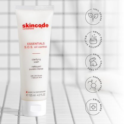 Skincode Essentials S.O.S. oil control clarifying wash cleanser, 125 ml with salicylic acid on Tampa Home & Garden Store