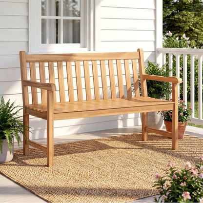 62 Inch Teak Outdoor Porch Bench 3 Seater
