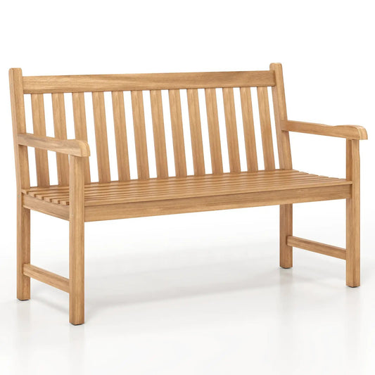 62-inch teak outdoor porch bench by DirectDeals, wooden garden seating on Tampa Home & Garden Store