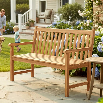 62 Inch Teak Outdoor Porch Bench 3 Seater