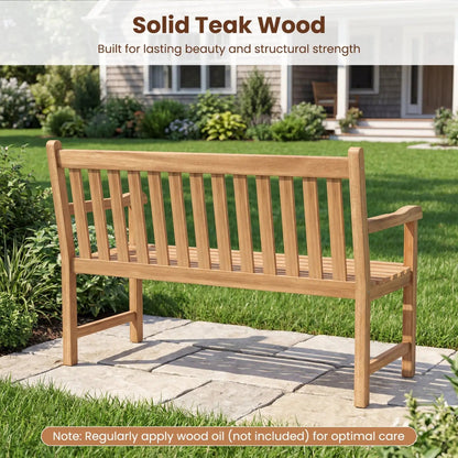 62 Inch Teak Outdoor Porch Bench 3 Seater