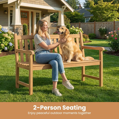 62 Inch Teak Outdoor Porch Bench 3 Seater