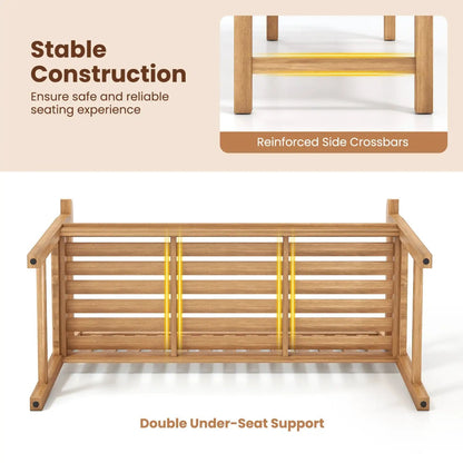 62 Inch Teak Outdoor Porch Bench 3 Seater