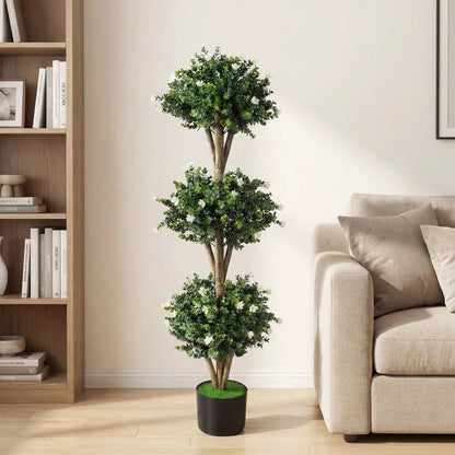 51 Inch Artificial Triple Ball Boxwood Topiary