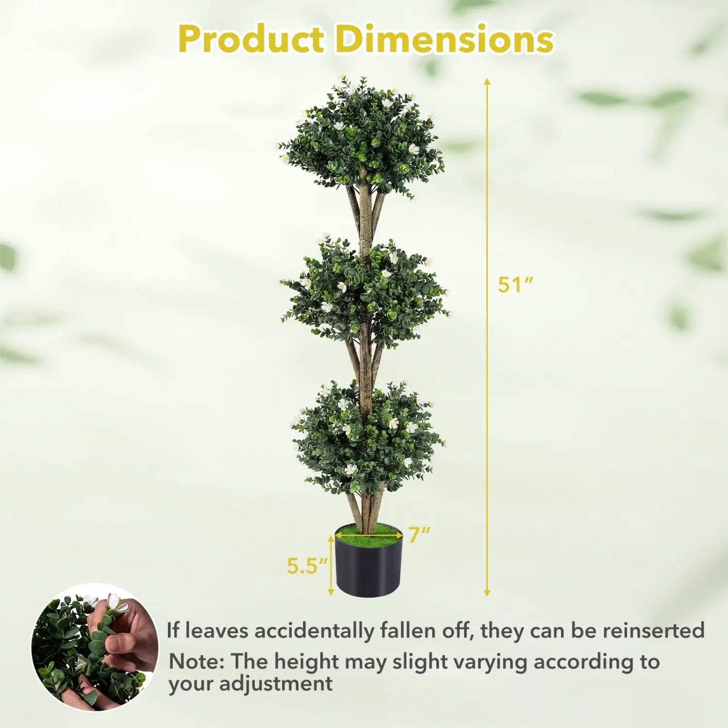 51 Inch Artificial Triple Ball Boxwood Topiary