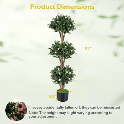 51 Inch Artificial Triple Ball Boxwood Topiary