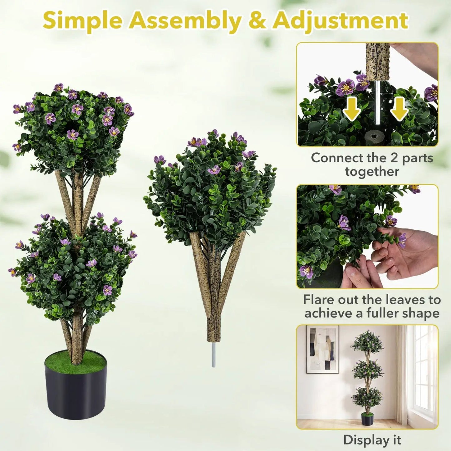 51 Inch Artificial Triple Ball Boxwood Topiary