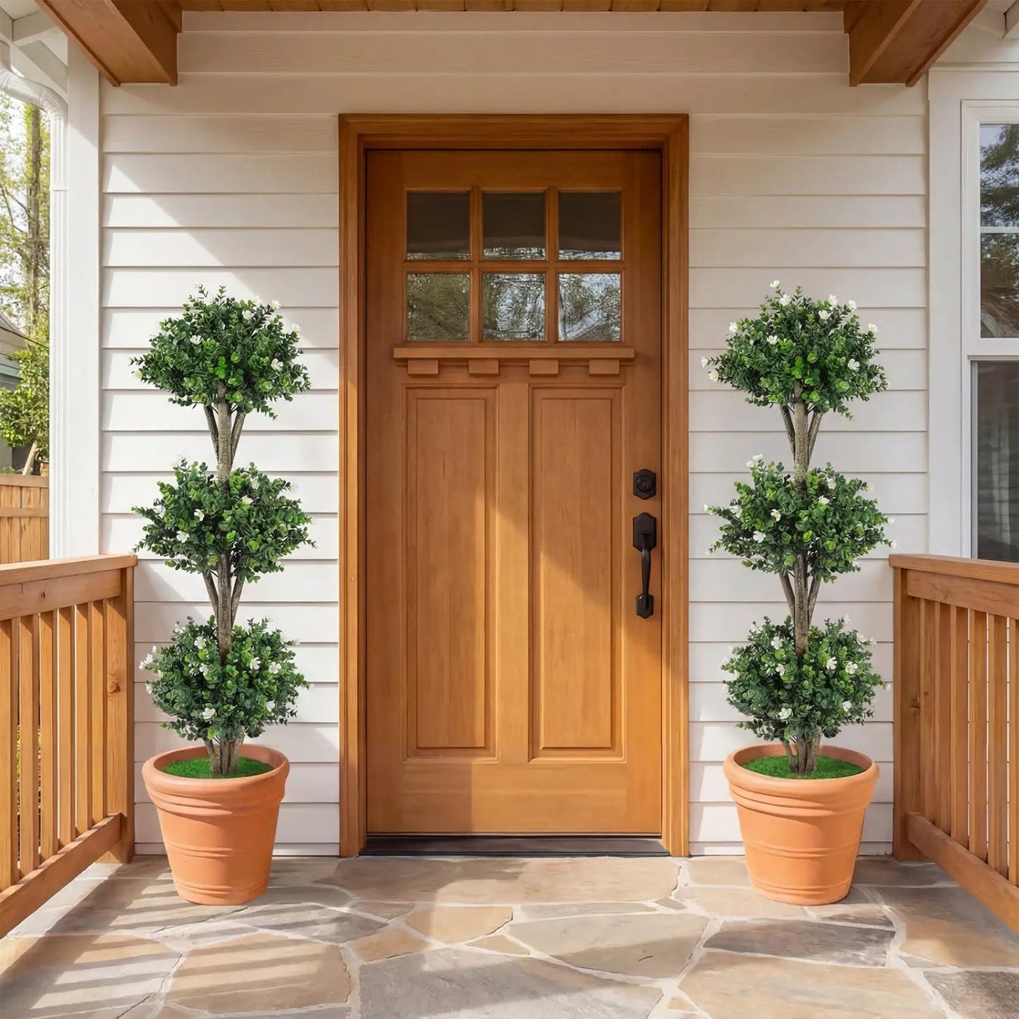 51 Artificial Triple Ball Boxwood Topiary Set 2