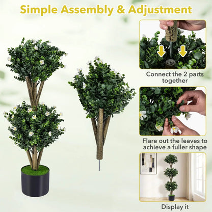 51 Artificial Triple Ball Boxwood Topiary Set 2