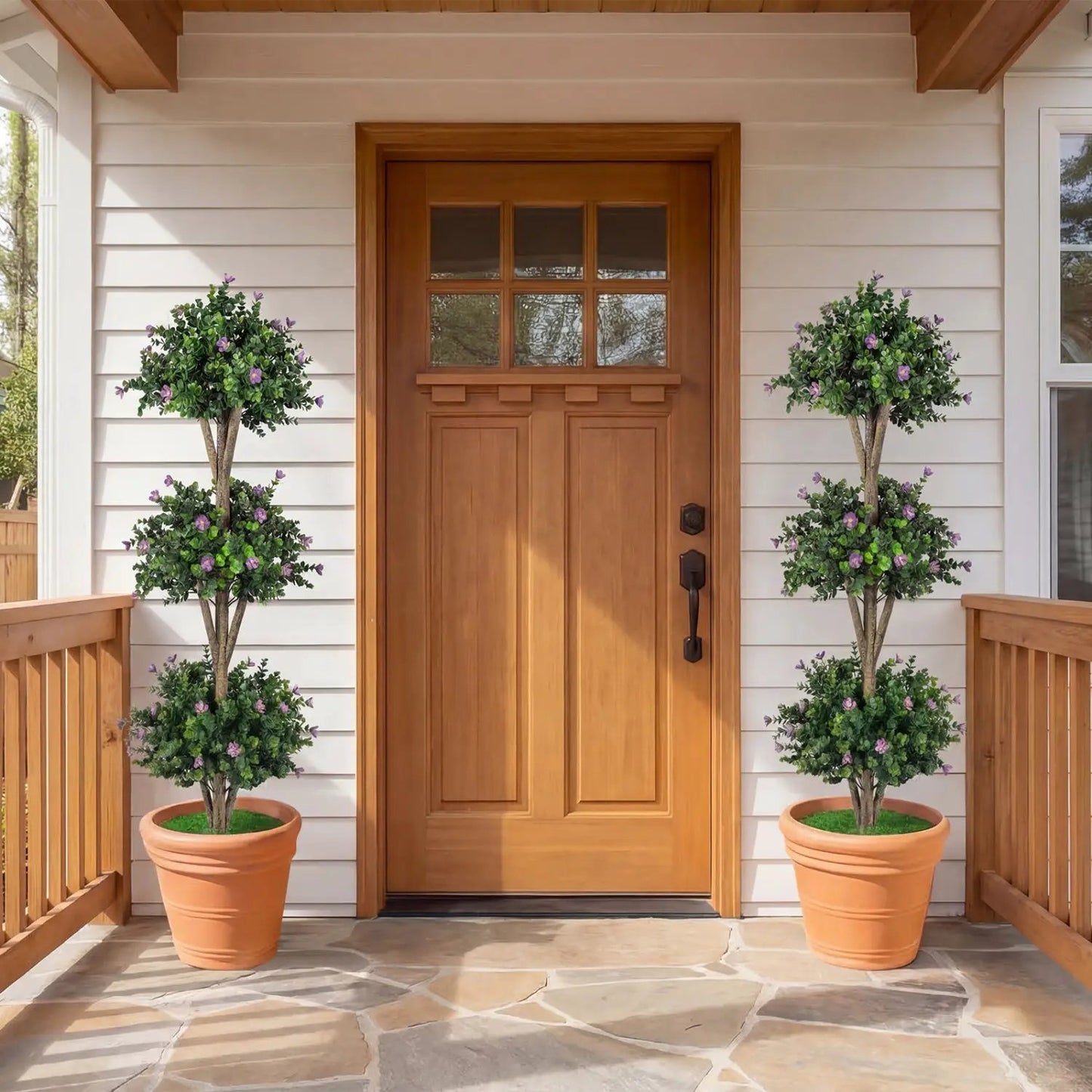 51 Artificial Triple Ball Boxwood Topiary Set 2