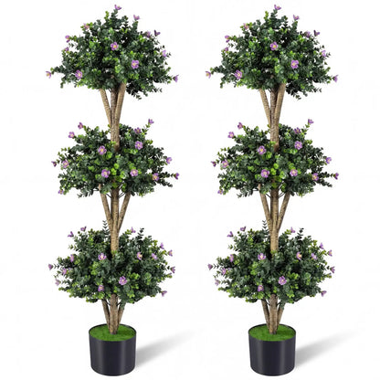 51 Artificial Triple Ball Boxwood Topiary Set 2