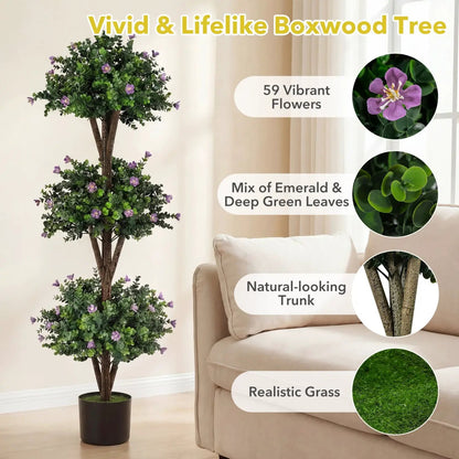 51 Artificial Triple Ball Boxwood Topiary Set 2