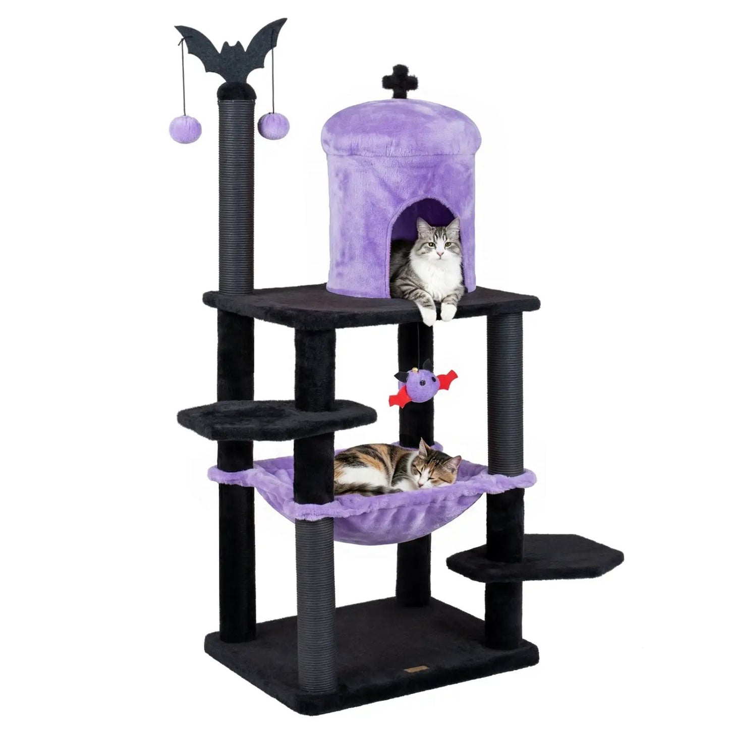 Gothic Cat Tree with Spider Toy and Hammock