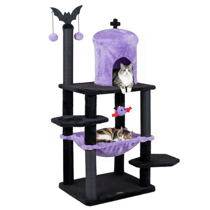 Gothic Cat Tree with Spider Toy and Hammock