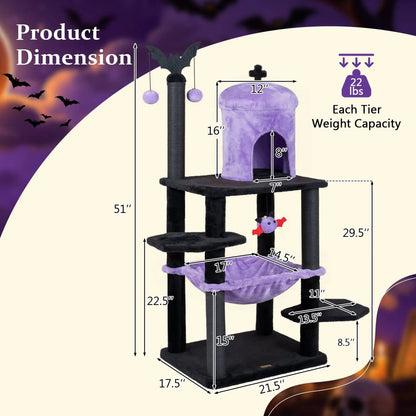 Gothic Cat Tree with Spider Toy and Hammock