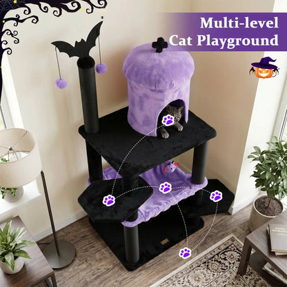 Gothic Cat Tree with Spider Toy and Hammock