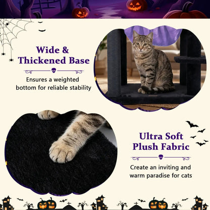 Gothic Cat Tree with Spider Toy and Hammock