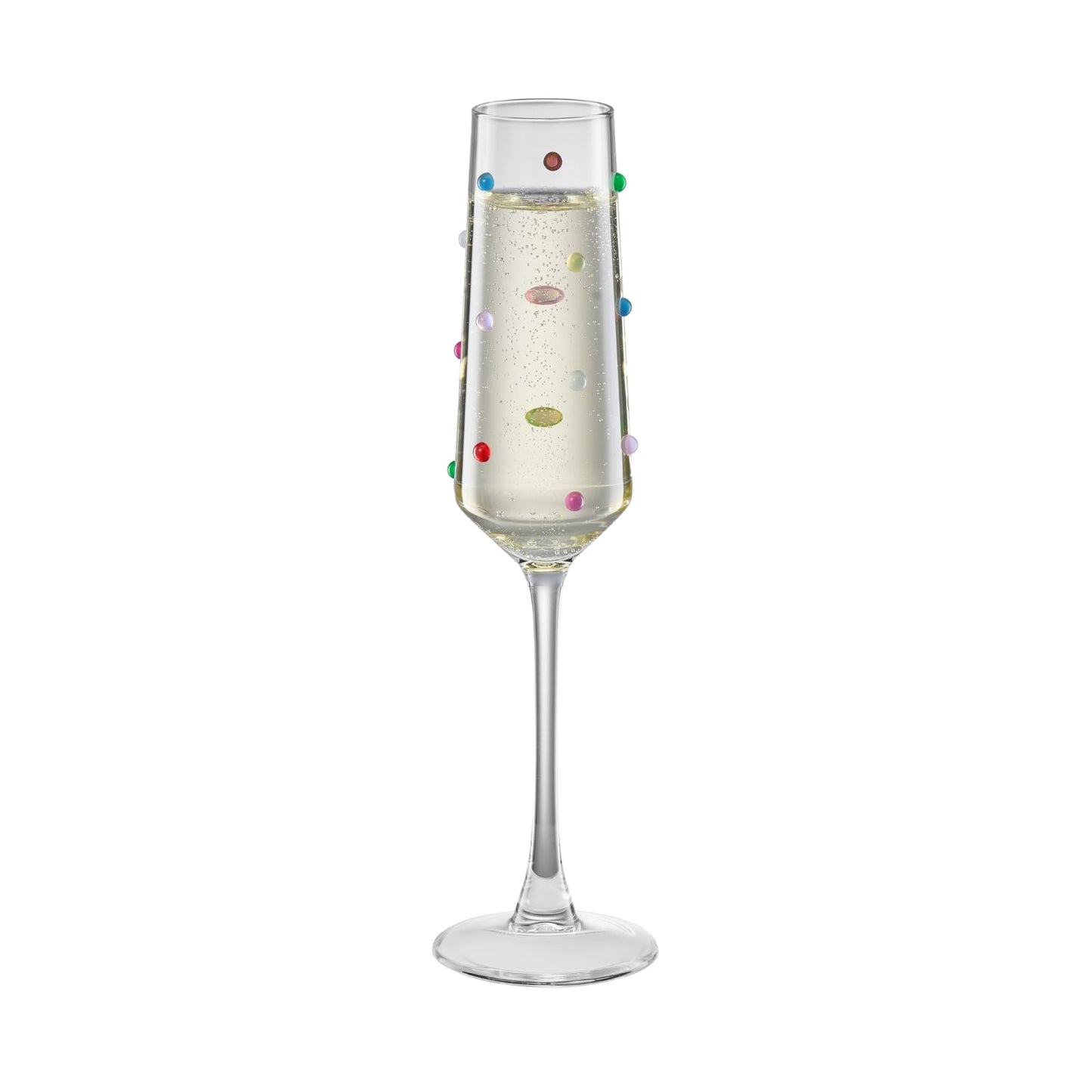 Clear Confetti Champagne Flutes and Wine Glasses