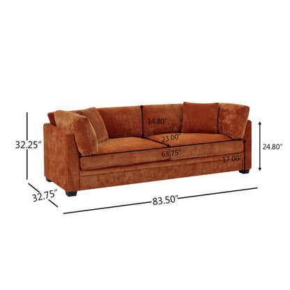 Modern Flared Arms Sofa in a Caramel Chenille