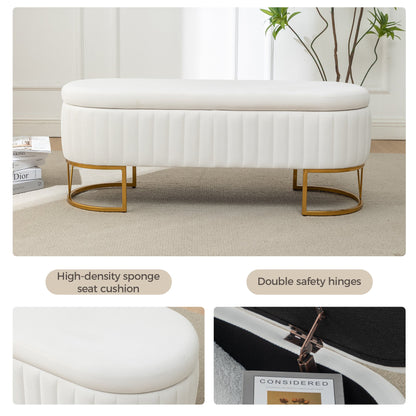 The Velvet Storage Bench with Gold Metal Legs