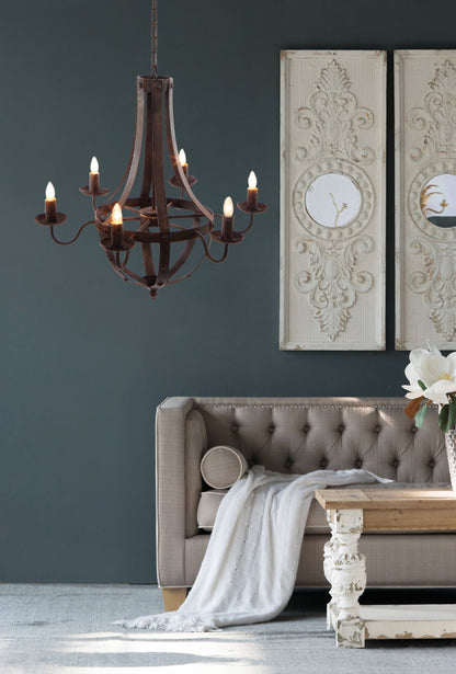Antique 6 Light Black Iron Chandelier for Home