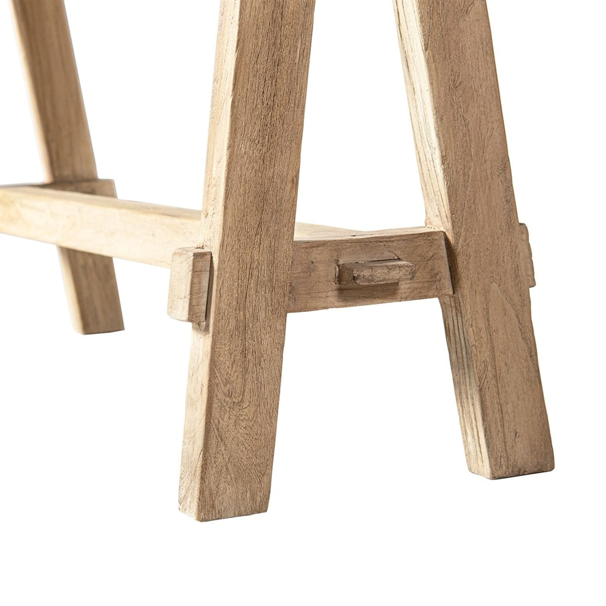 Trestle coffee table in solid reclaimed elm with light brown finish by HouseOfZazla on Tampa Home & Garden Store