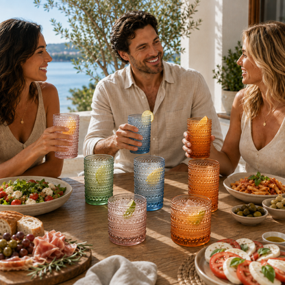 Tonal Highball and Lowball Glassware Set of 12