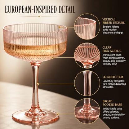 Madrid Acrylic Champagne Coupe Glassware Set of 6